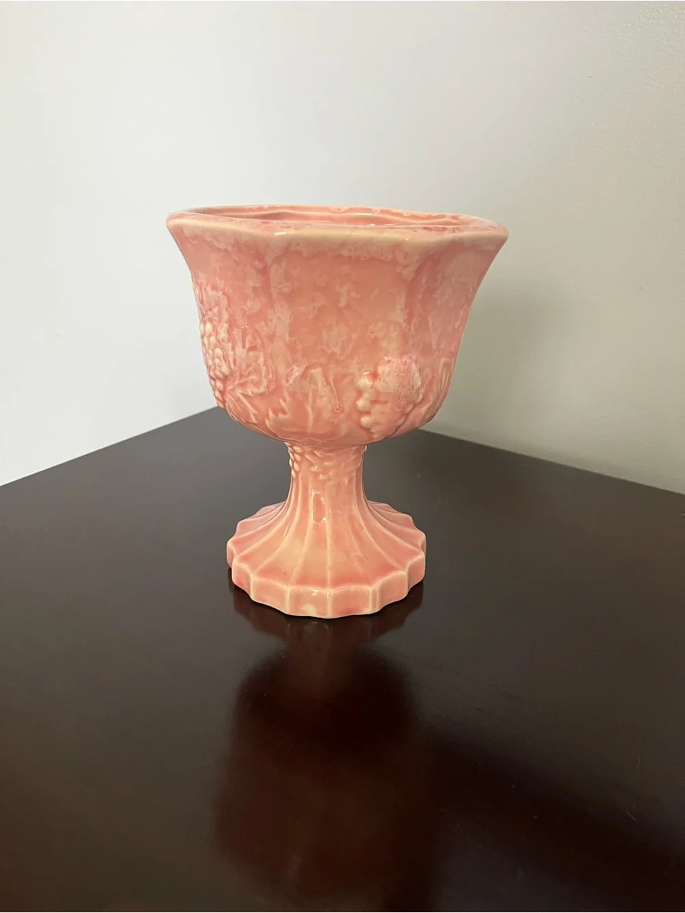 Vintage Pink Ceramic Grape Compote - Unbranded